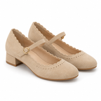 Women's Scalloped Suede-Look Mary Jane Shoes