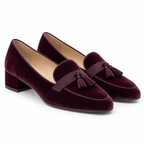 Women's Plum Velvet Tassel Loafers