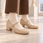 Women's Scalloped Suede-Look Mary Jane Shoes