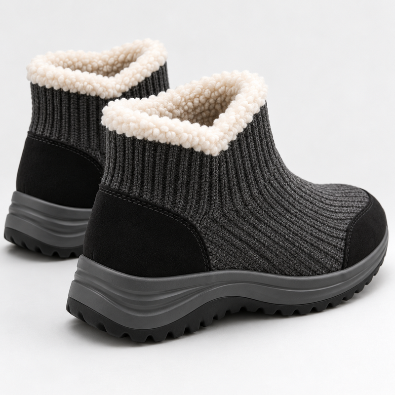 Women's Knit Faux-Shearling Sock Sneakers