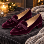 Women's Plum Velvet Tassel Loafers