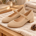 Women's Scalloped Suede-Look Mary Jane Shoes